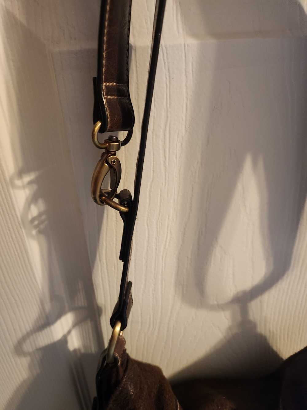 Bass Brown Suede Shoulder Bag with Leather Straps - Picture 2 of 8